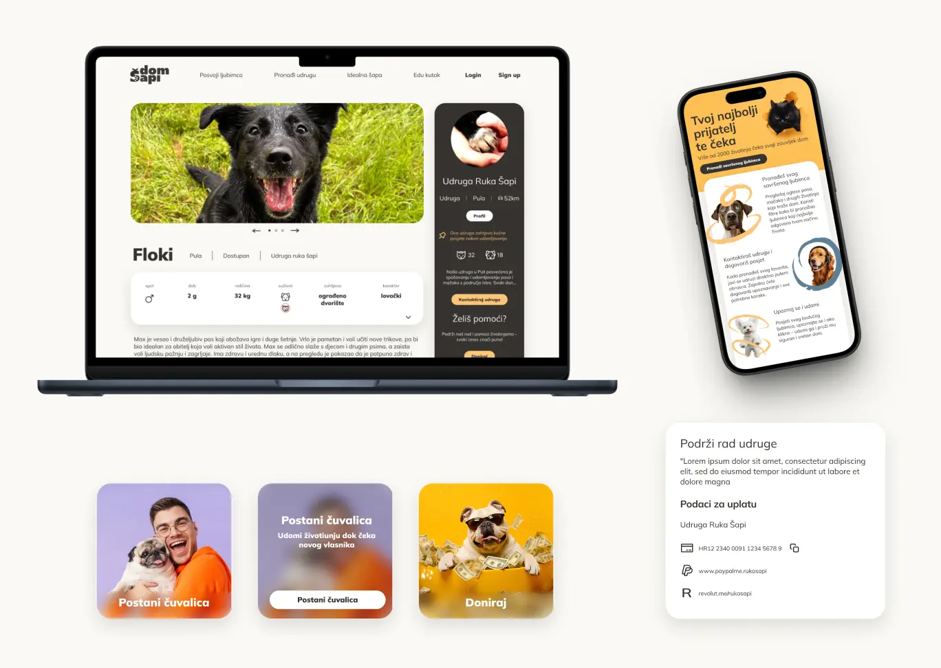 Nika Lauko-Tićak, Mock-up završnog rada: Dizajn i prototip web stranice za udomljavanje životinja „Dom šapi“